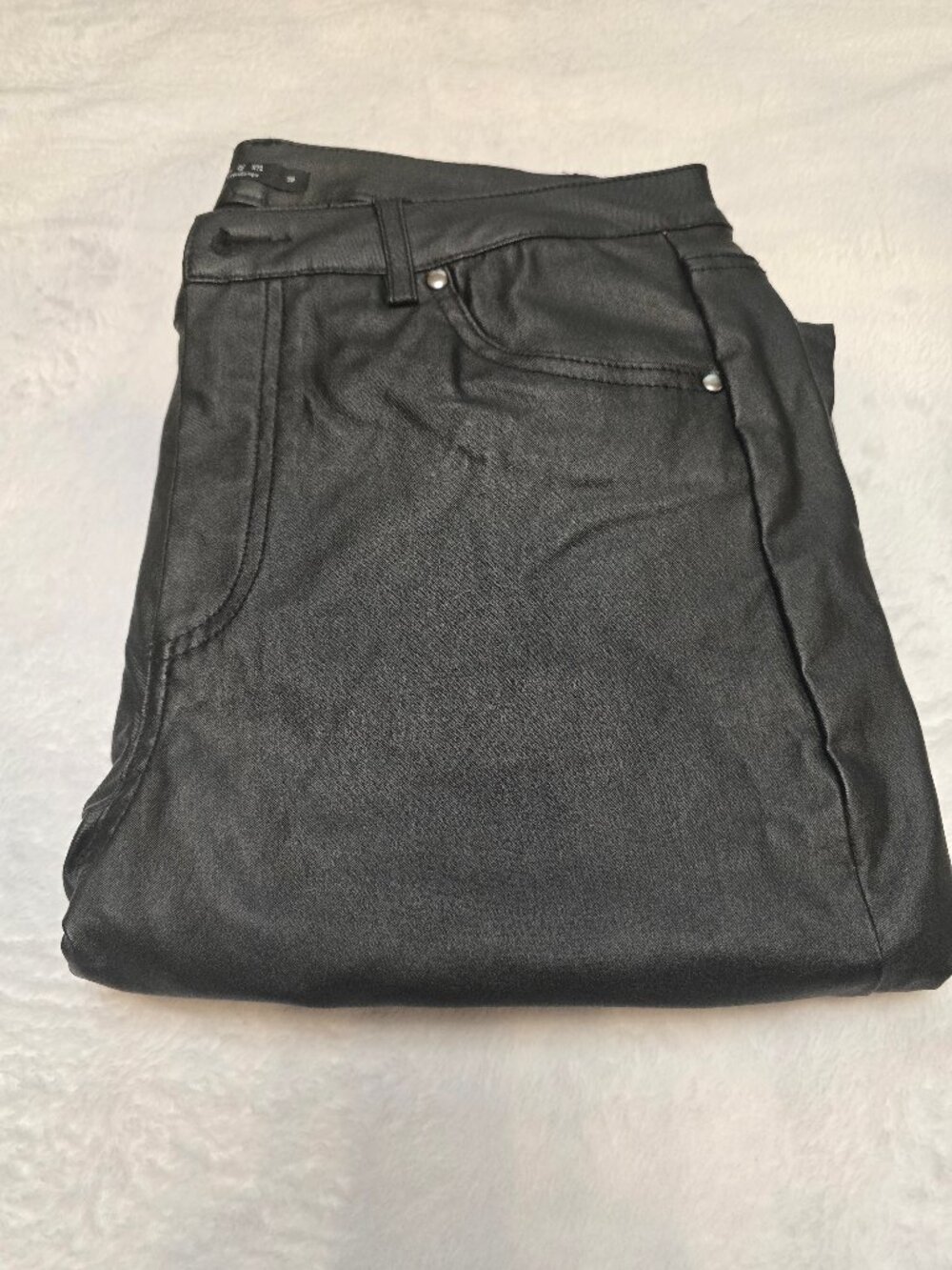 JR Women's Collection Coated Faux Leather Skinny Pants Black Size EU-38 (US 6/8)